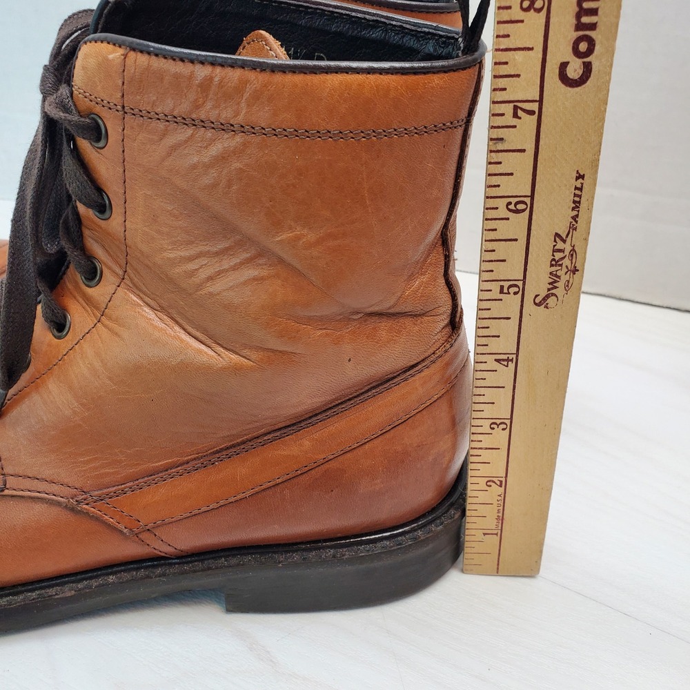 Banana Republic Mens Tan Italian Leather Cap Toe Lace Up Boots 11.5 D Made Italy - Picture 5 of 11